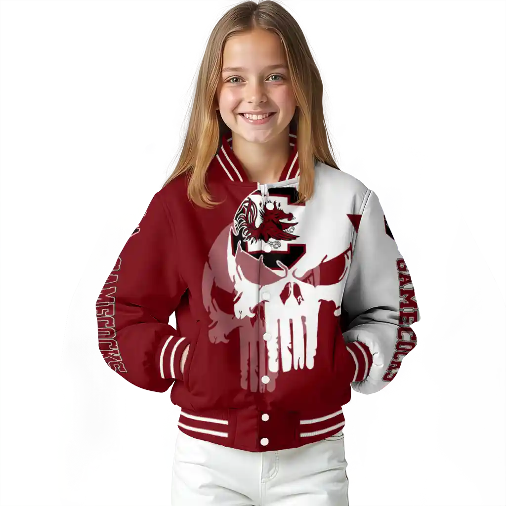 south carolina gamecocks skull outline garnet white varsity jacket top rated south carolina gamecocks skull outline garnet white varsity jacket top rated