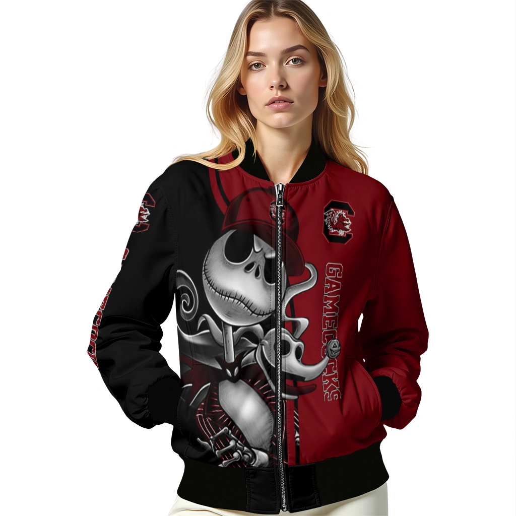 south carolina gamecocks spooky grin garnet bomber jacket latest model south carolina gamecocks spooky grin garnet bomber jacket latest model