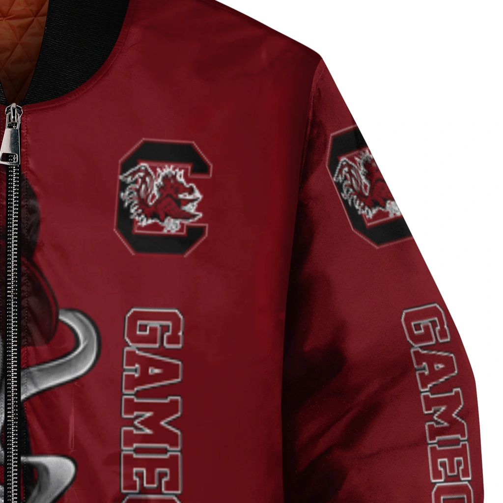 south carolina gamecocks spooky grin garnet bomber jacket premium grade south carolina gamecocks spooky grin garnet bomber jacket premium grade