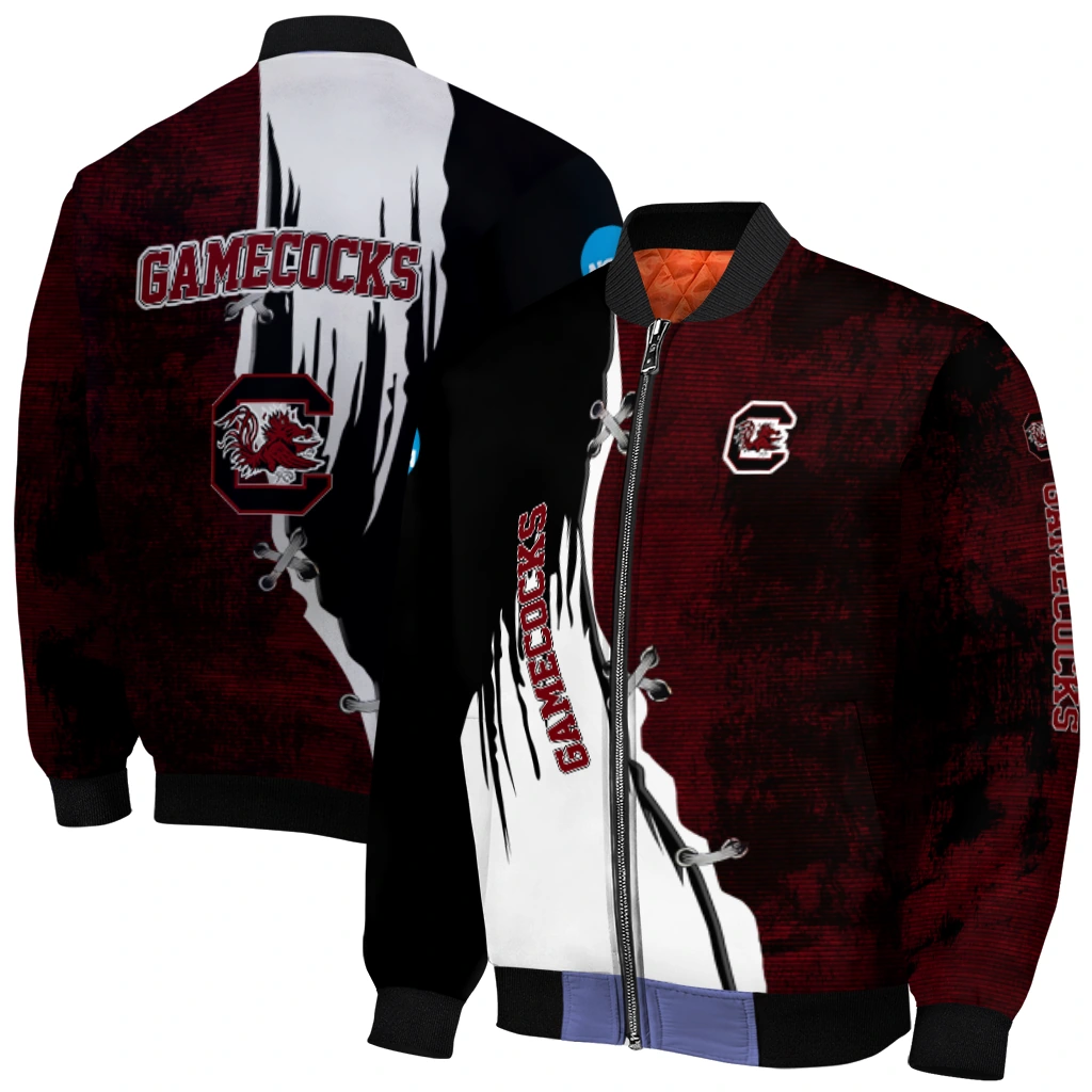 south carolina gamecocks torn texture print garnet black bomber jacket best selling south carolina gamecocks torn texture print garnet black bomber jacket best selling