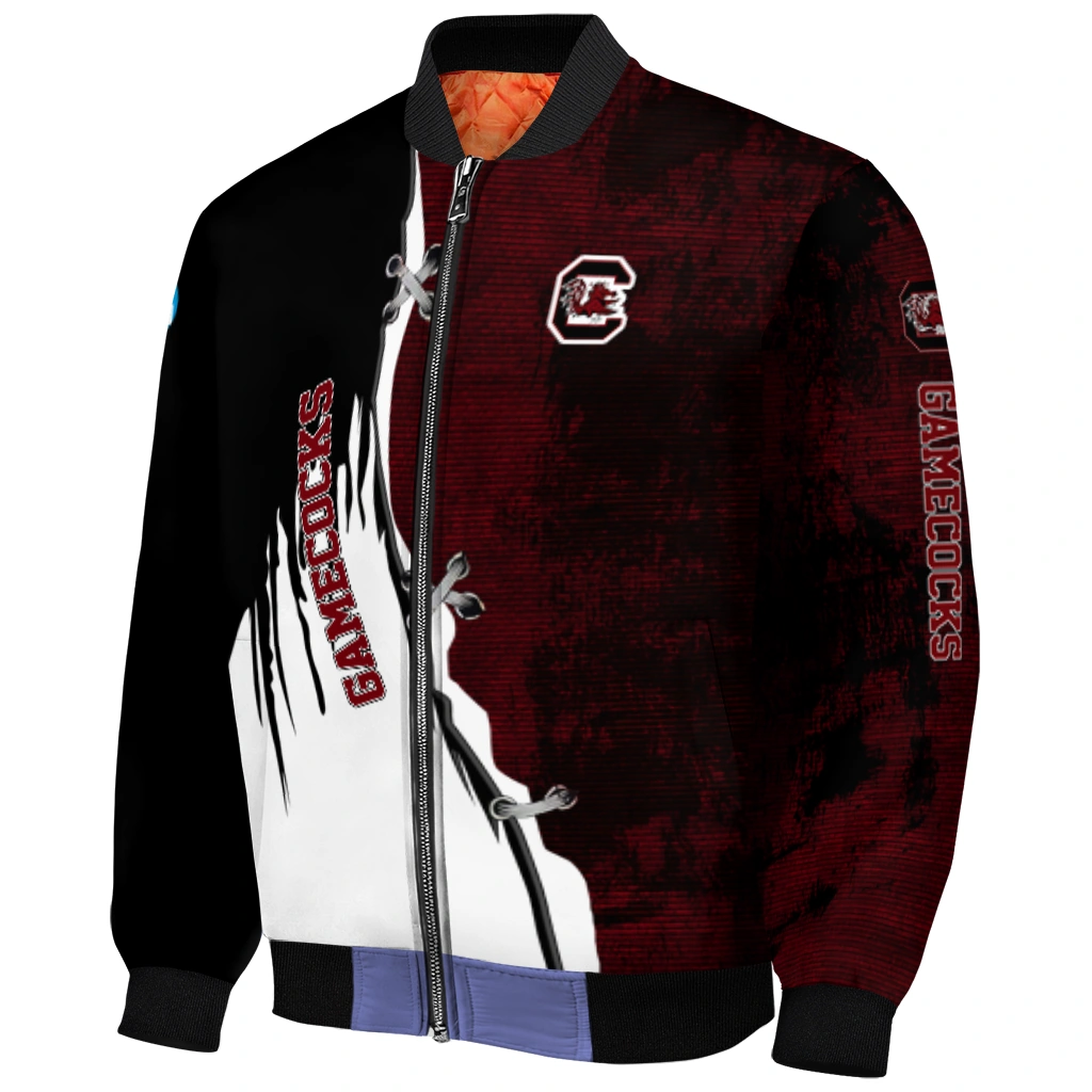 south carolina gamecocks torn texture print garnet black bomber jacket fashion forward south carolina gamecocks torn texture print garnet black bomber jacket fashion forward