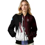 south carolina gamecocks torn texture print garnet black bomber jacket best selling