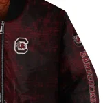 south carolina gamecocks torn texture print garnet black bomber jacket best selling