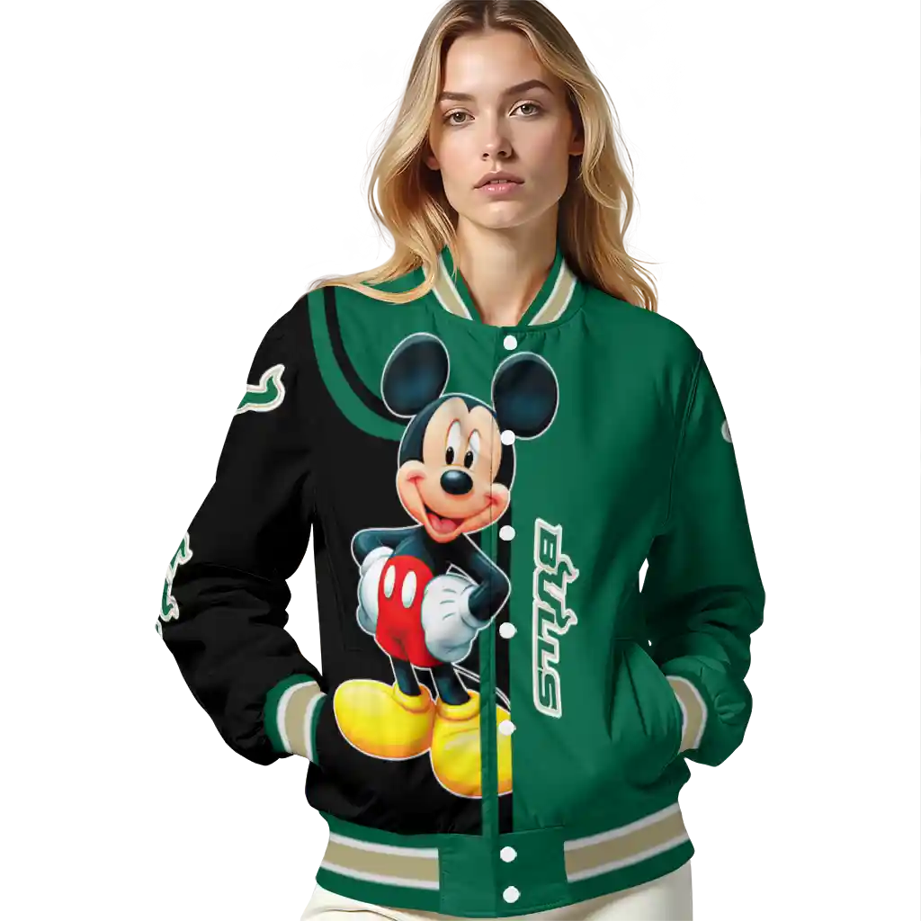 south florida bulls mickey mouse green varsity jacket latest model south florida bulls mickey mouse green varsity jacket latest model