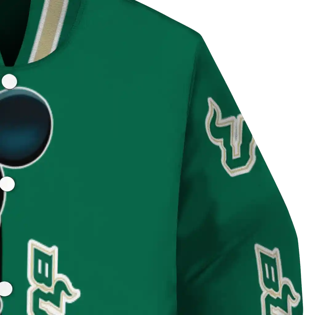 south florida bulls mickey mouse green varsity jacket premium grade south florida bulls mickey mouse green varsity jacket premium grade