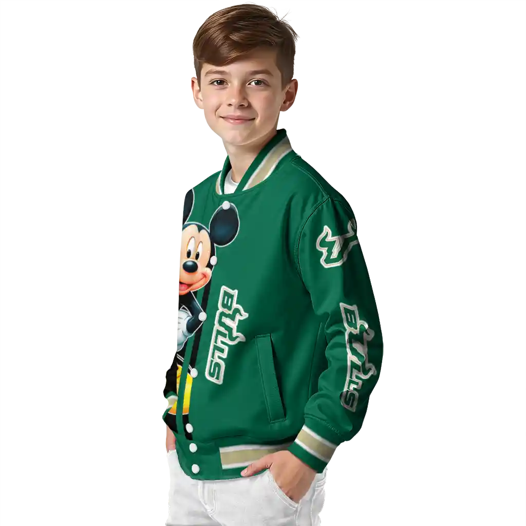 south florida bulls mickey mouse green varsity jacket trendy south florida bulls mickey mouse green varsity jacket trendy