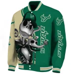south florida bulls spooky grin green varsity jacket best selling