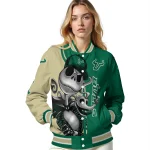 south florida bulls spooky grin green varsity jacket best selling