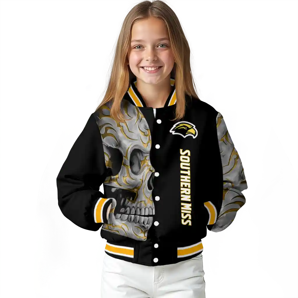 southern miss golden eagles fire skull black varsity jacket top rated southern miss golden eagles fire skull black varsity jacket top rated