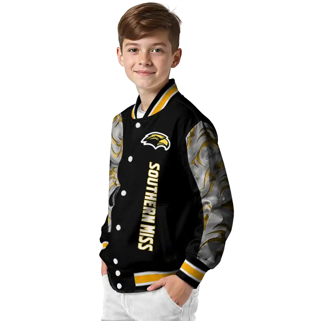 southern miss golden eagles fire skull black varsity jacket trendy southern miss golden eagles fire skull black varsity jacket trendy