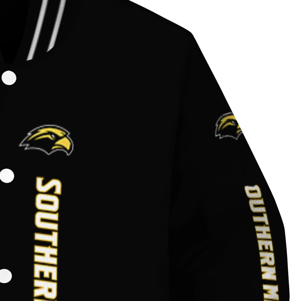 southern miss golden eagles intricate skull black varsity jacket premium grade southern miss golden eagles intricate skull black varsity jacket premium grade