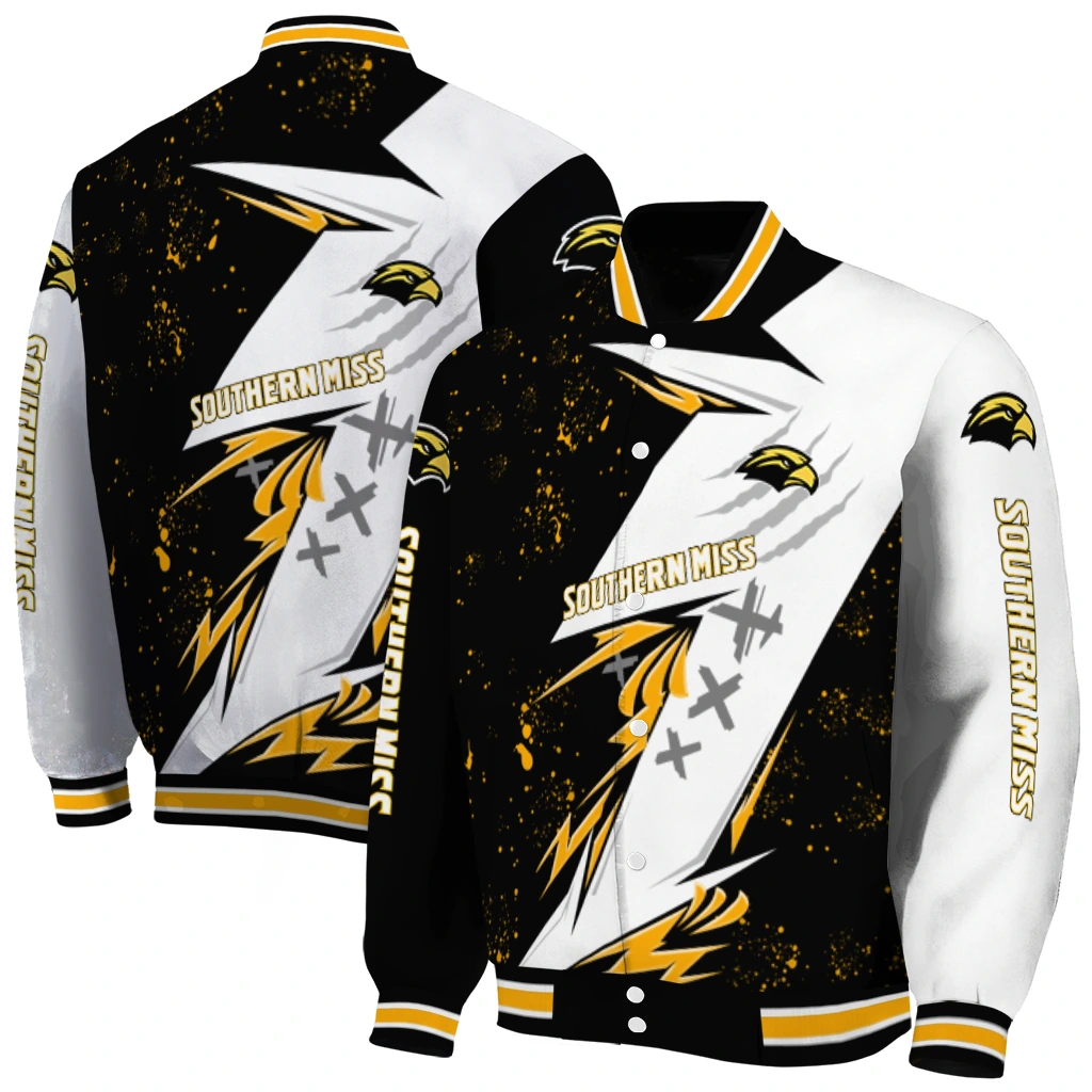 southern miss golden eagles ripped bolt black white varsity jacket fashion forward southern miss golden eagles ripped bolt black white varsity jacket fashion forward