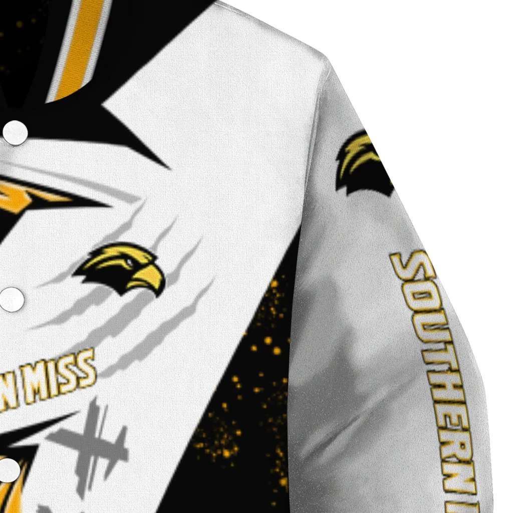 southern miss golden eagles ripped bolt black white varsity jacket premium grade southern miss golden eagles ripped bolt black white varsity jacket premium grade