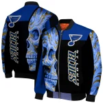 st louis blues fire skull blue black bomber jacket best selling