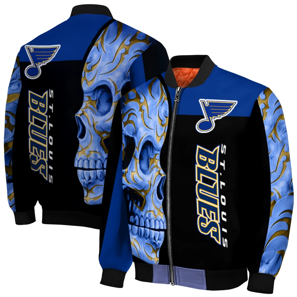 st louis blues fire skull blue black bomber jacket best selling st louis blues fire skull blue black bomber jacket best selling