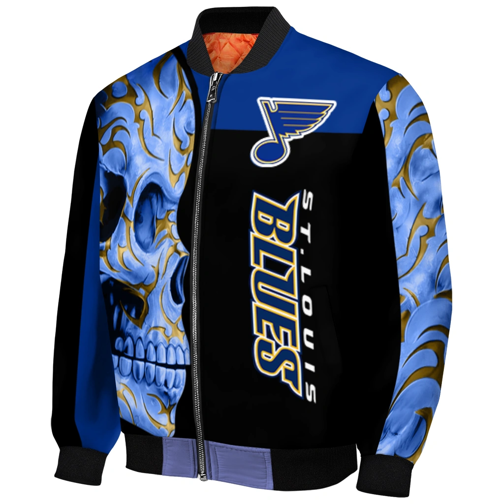 st louis blues fire skull blue black bomber jacket fashion forward st louis blues fire skull blue black bomber jacket fashion forward