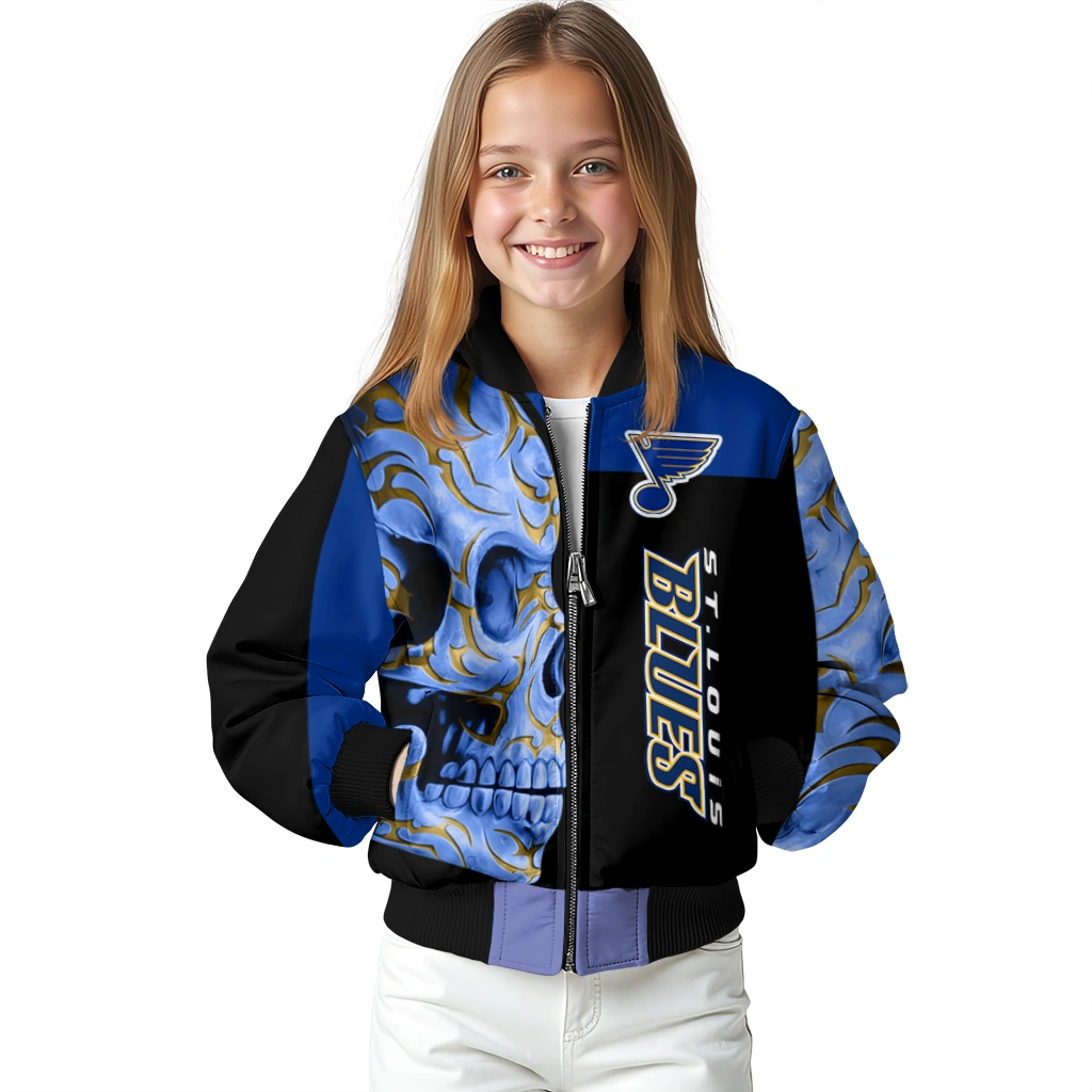 st louis blues fire skull blue black bomber jacket top rated st louis blues fire skull blue black bomber jacket top rated