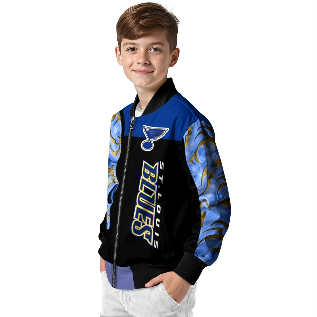 st louis blues fire skull blue black bomber jacket trendy st louis blues fire skull blue black bomber jacket trendy