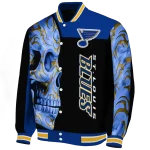 st louis blues fire skull blue black varsity jacket best selling