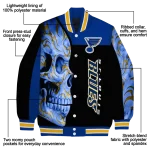 st louis blues fire skull blue black varsity jacket best selling