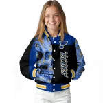 st louis blues fire skull blue black varsity jacket best selling