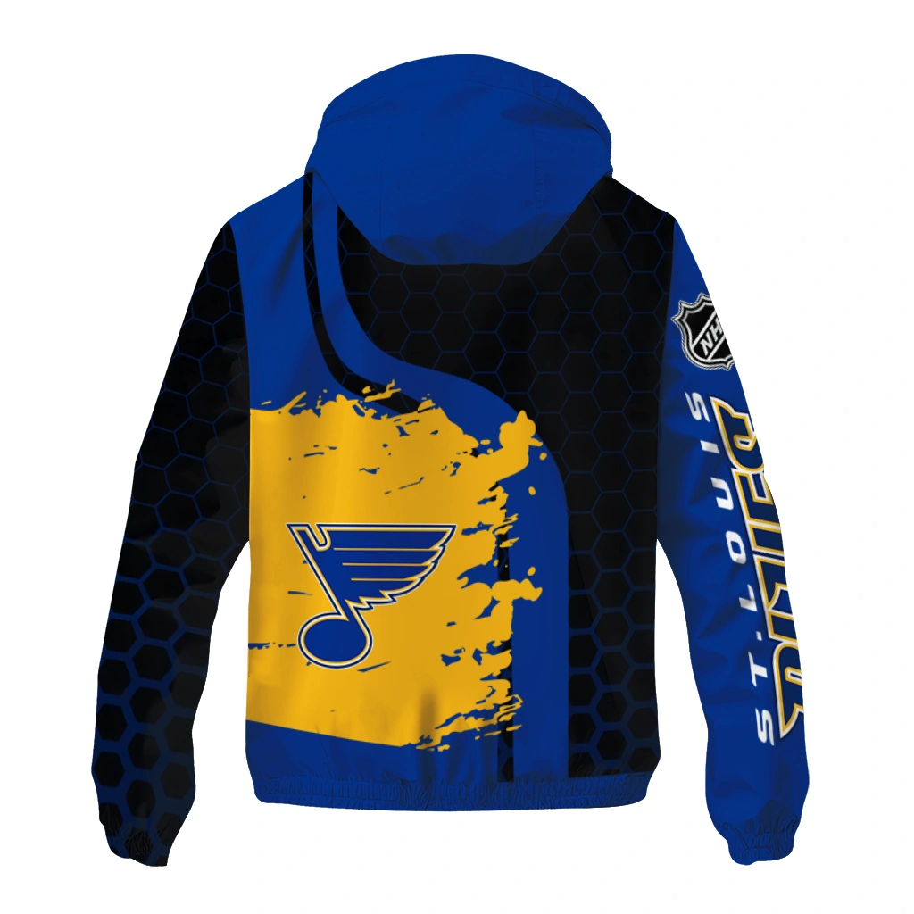 st louis blues hex grid texture blue black windbreaker jacket fashion forward st louis blues hex grid texture blue black windbreaker jacket fashion forward