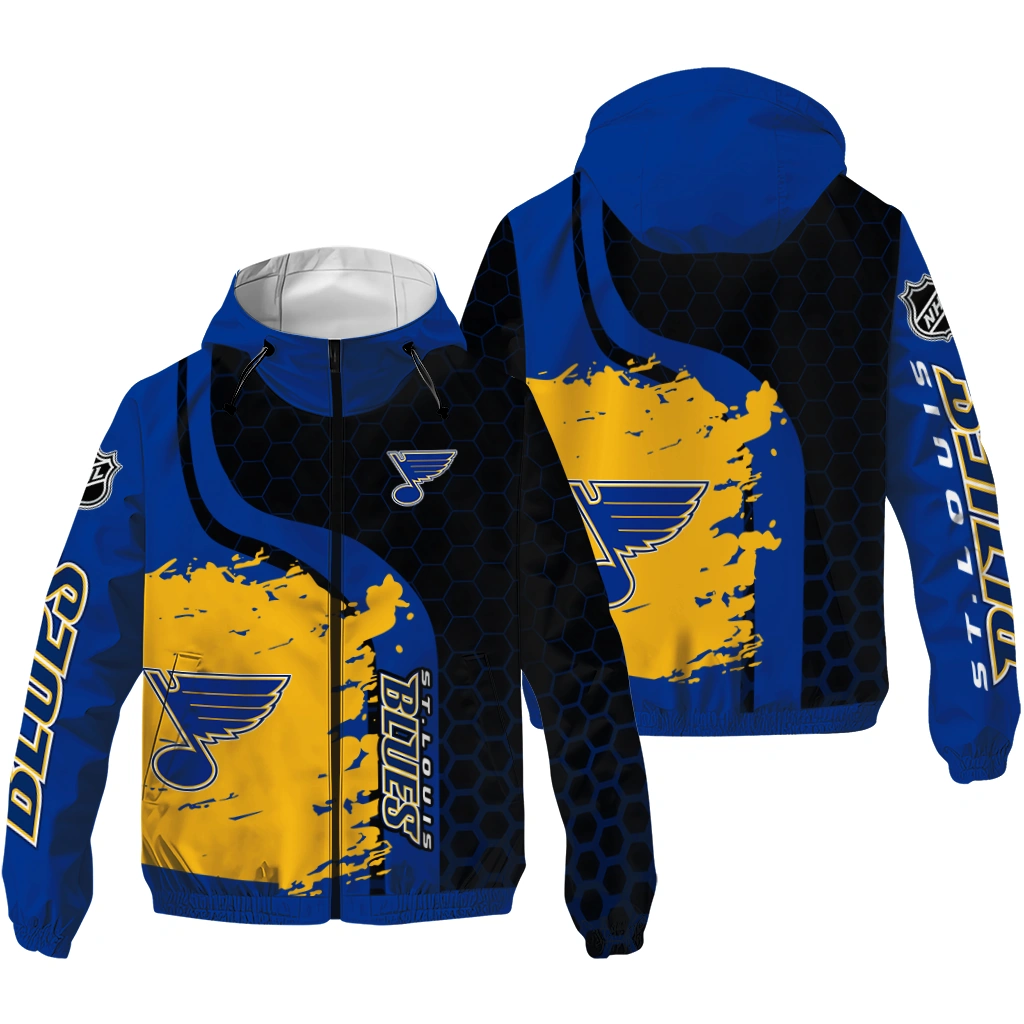st louis blues hex grid texture blue black windbreaker jacket high quality st louis blues hex grid texture blue black windbreaker jacket high quality