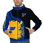 st louis blues hex grid texture blue black windbreaker jacket best selling