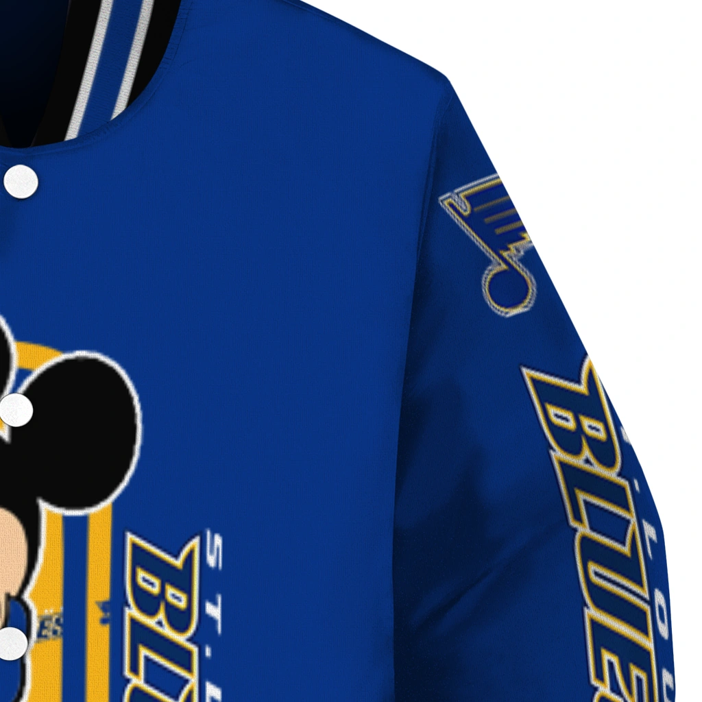 st louis blues minnie mouse blue varsity jacket premium grade st louis blues minnie mouse blue varsity jacket premium grade