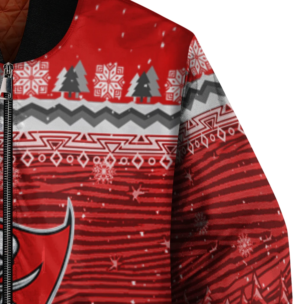 tampa bay buccaneers snowy pines red bomber jacket premium grade tampa bay buccaneers snowy pines red bomber jacket premium grade