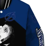 tampa bay lightning edgy mask blue black varsity jacket best selling