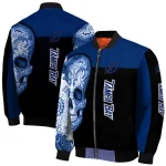 tampa bay lightning intricate skull blue black bomber jacket best selling