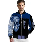 tampa bay lightning intricate skull blue black bomber jacket best selling