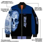 tampa bay lightning intricate skull blue black bomber jacket best selling