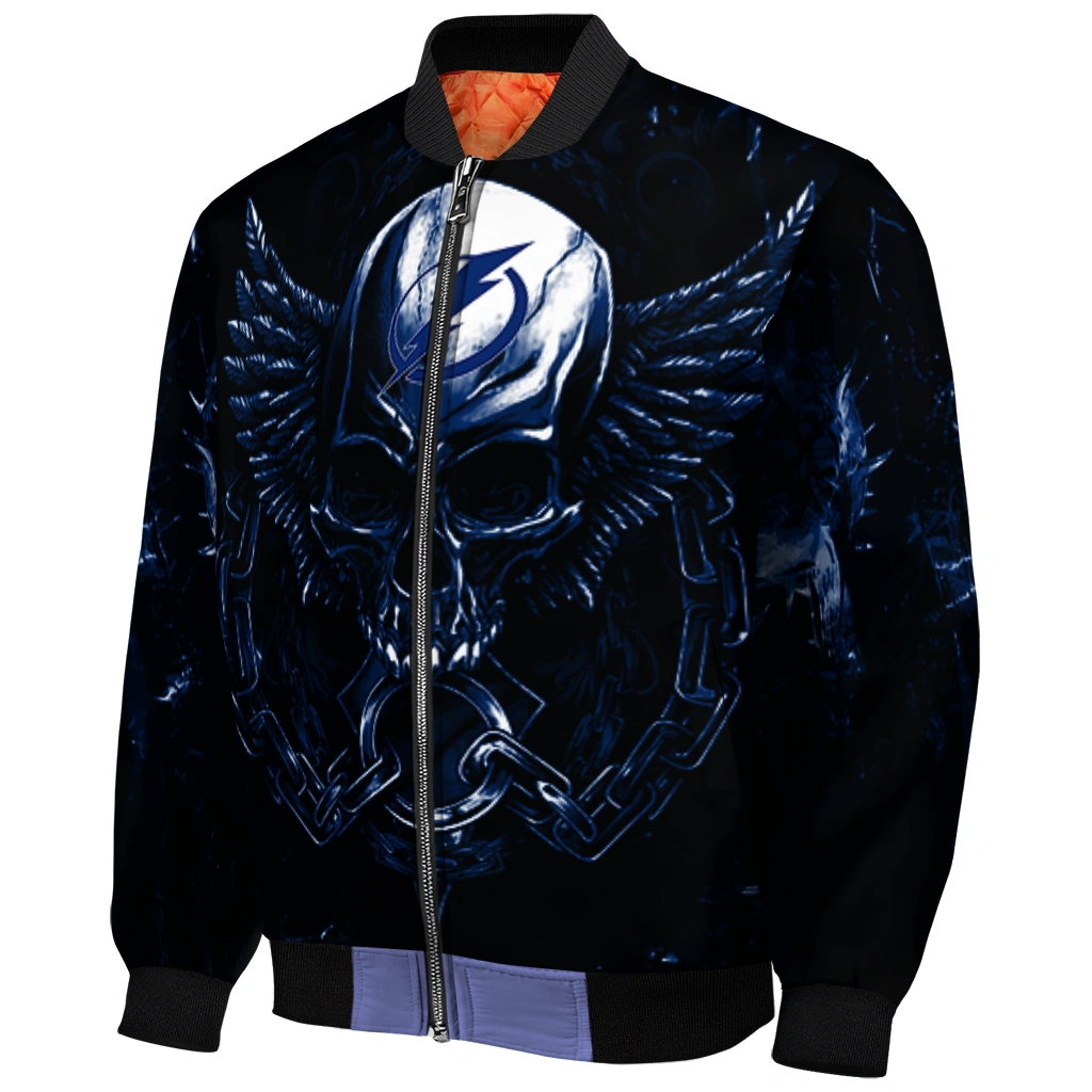 tampa bay lightning skull bite blue black bomber jacket fashion forward tampa bay lightning skull bite blue black bomber jacket fashion forward