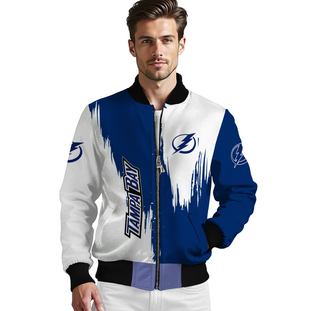 tampa bay lightning urban mark blue bomber jacket high quality tampa bay lightning urban mark blue bomber jacket high quality