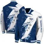 tampa bay rays ripped bolt navy white varsity jacket best selling