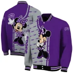 tcu horned frogs minnie mouse purple varsity jacket best selling