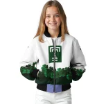 temple owls clovers pattern white green bomber jacket best selling