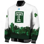 temple owls clovers pattern white green varsity jacket best selling