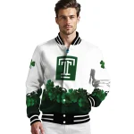 temple owls clovers pattern white green varsity jacket best selling