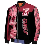 temple owls fire skull red black bomber jacket best selling