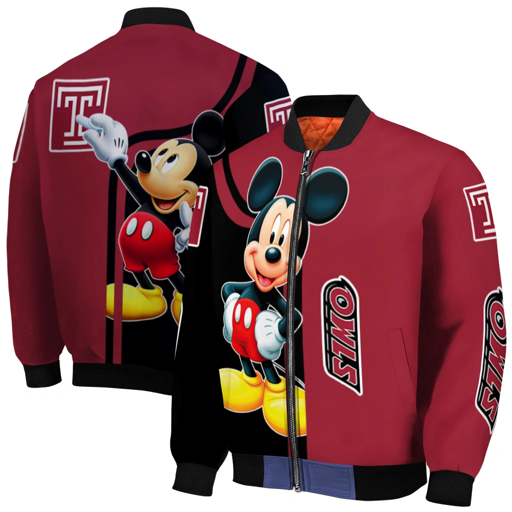 temple owls mickey mouse red bomber jacket best selling temple owls mickey mouse red bomber jacket best selling