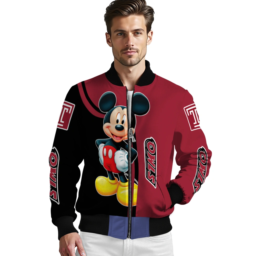 temple owls mickey mouse red bomber jacket high quality temple owls mickey mouse red bomber jacket high quality