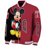 temple owls mickey mouse red varsity jacket best selling