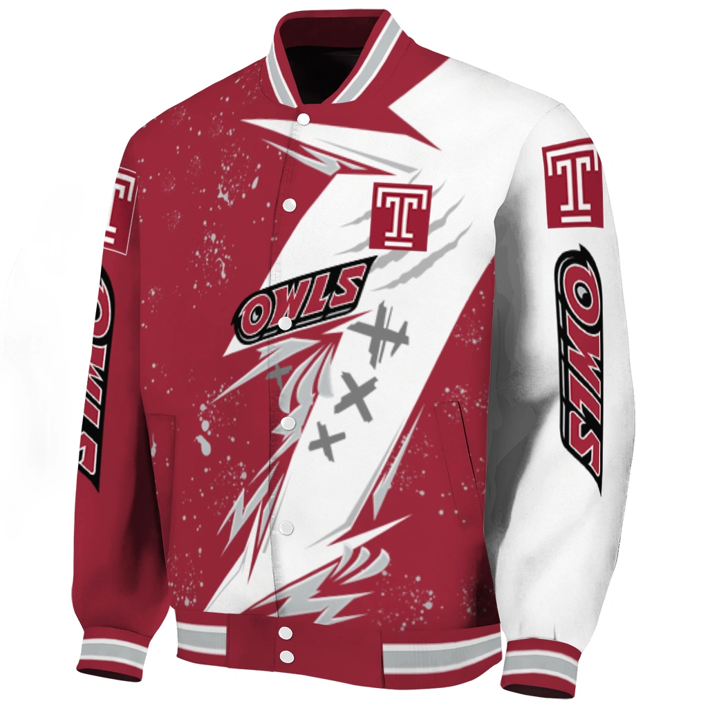 temple owls ripped bolt red white varsity jacket best selling temple owls ripped bolt red white varsity jacket best selling