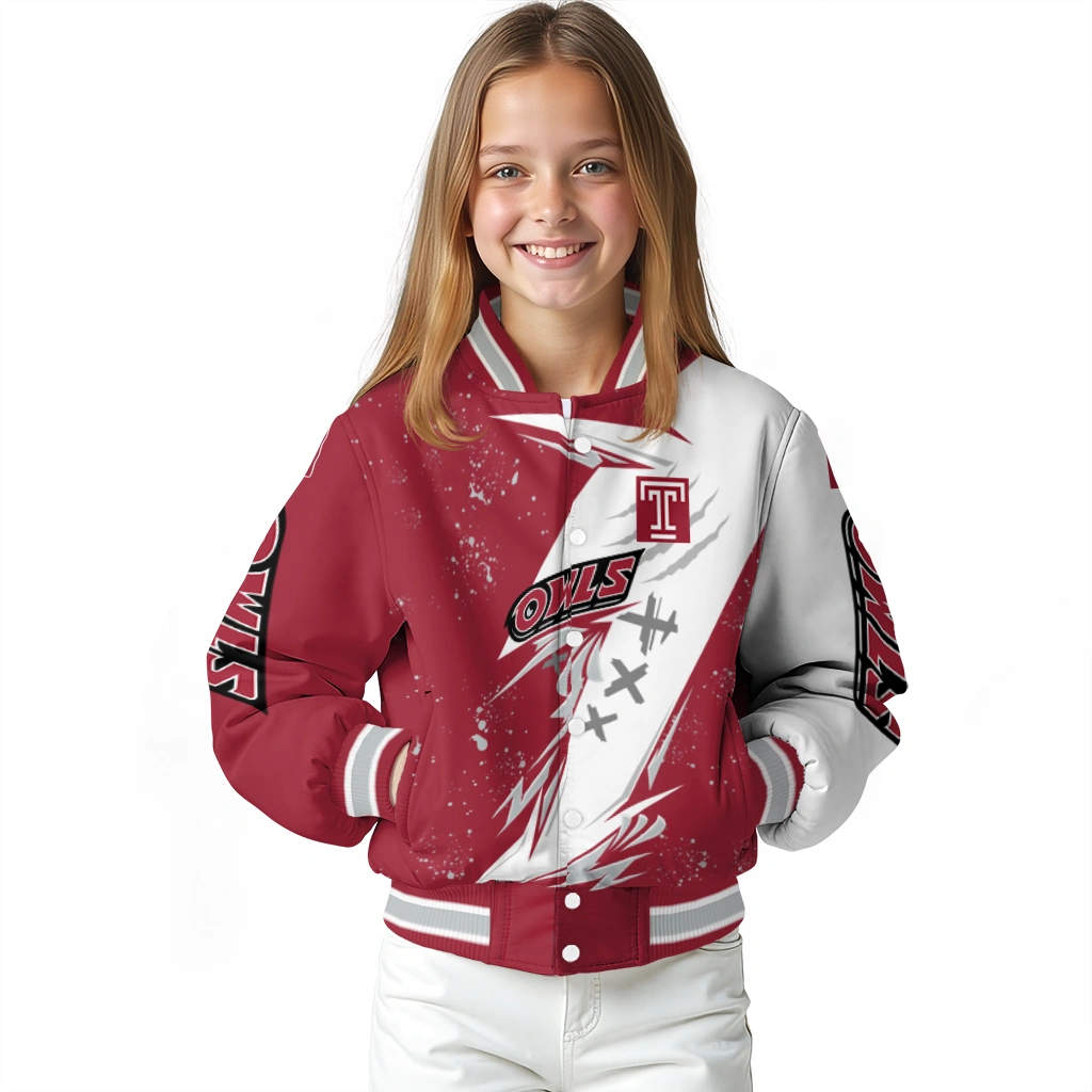 temple owls ripped bolt red white varsity jacket top rated temple owls ripped bolt red white varsity jacket top rated