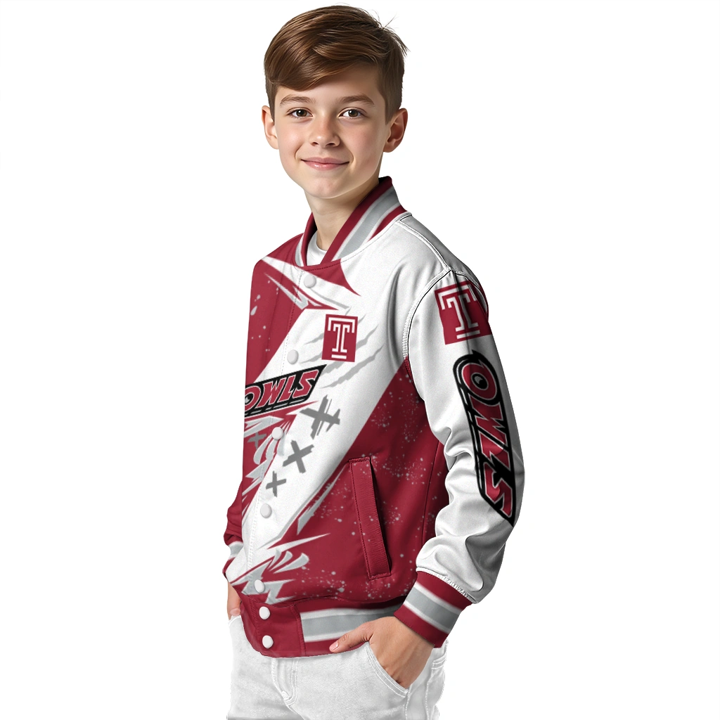 temple owls ripped bolt red white varsity jacket trendy temple owls ripped bolt red white varsity jacket trendy