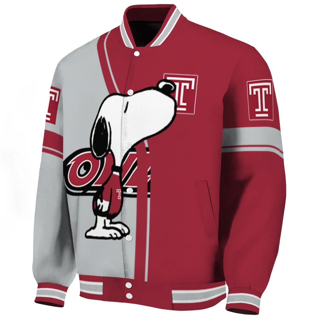 temple owls snoopy attitude red varsity jacket best selling temple owls snoopy attitude red varsity jacket best selling