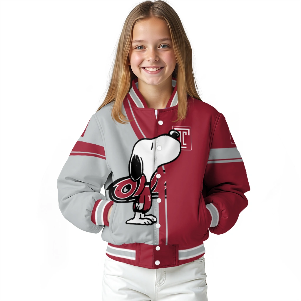 temple owls snoopy attitude red varsity jacket top rated temple owls snoopy attitude red varsity jacket top rated
